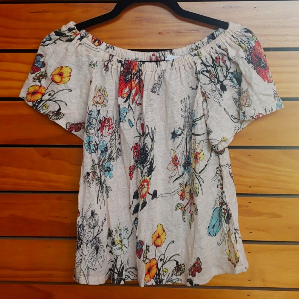 Rebecca Taylor pink floral linen shirt